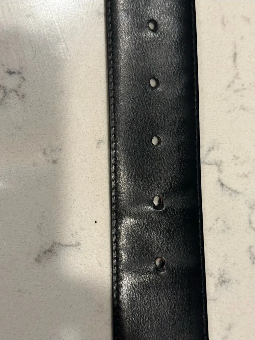 Louis Vuitton Black Leather Textured Belt with Subtle Monogram